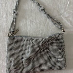 Elegant Silver Mesh Evening Bag